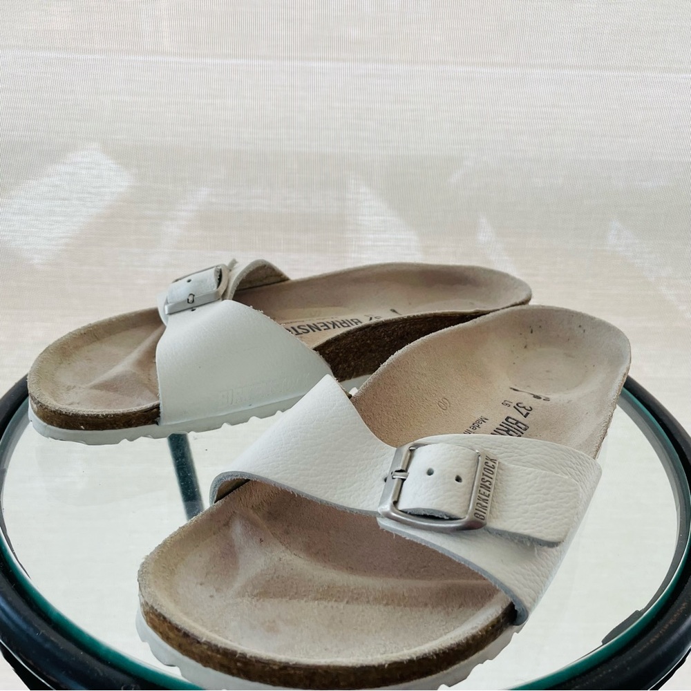 GUC Birkenstock Madrid leather sandals in white/cream. Size 37 (slim fitting) - Picture 2 of 10